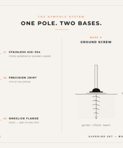 Gympole system – one pole, two bases: ground screw or Stage